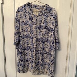 Tasso Elba blue & white mens tropical shirt